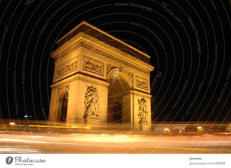 triumph @ night Long exposure Arc de Triomphe Paris Transport Historic Monument Night France tourists Lighting