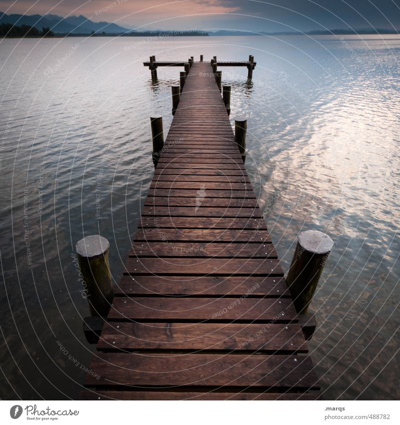 prevarication Style Vacation & Travel Tourism Trip Nature Landscape Elements Water Horizon Summer Climate Weather Lake Lake Chiemsee Footbridge Wood Relaxation