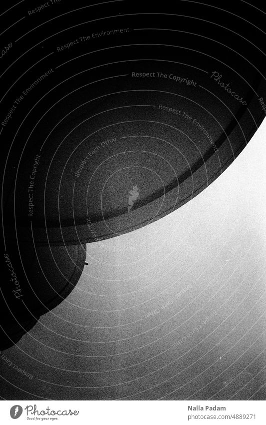 "Circles" Analog Analogue photo B/W Black & white photo Architecture Concrete bottom view Exterior shot black-and-white Deserted Line Reichpietschufer
