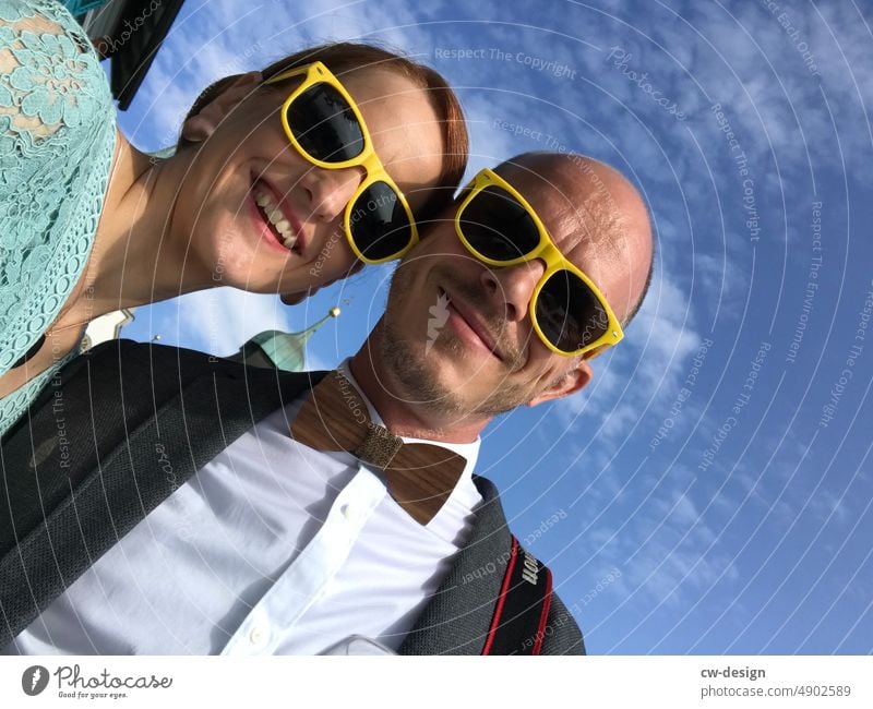 Young couple in Austria Couple Sunglasses chic Smiling Summer