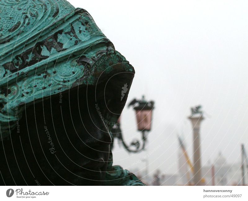 Venebular Venice Statue Fog St. Marks Square Palace of Doge Helmet Watchfulness
