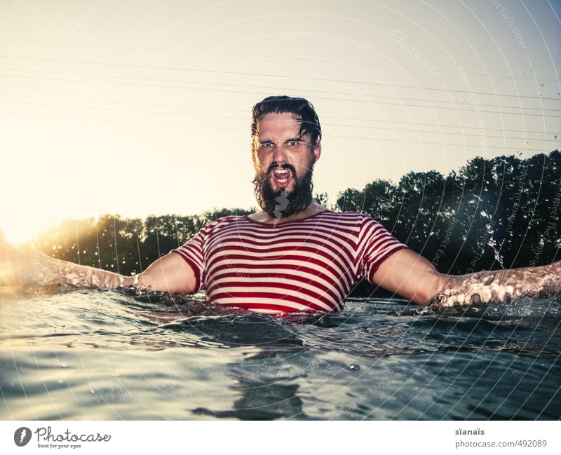 THIS IS AARE! Beautiful Swimming & Bathing Vacation & Travel Summer Human being Masculine Man Adults Facial hair Chest Environment Nature Water Anger Power