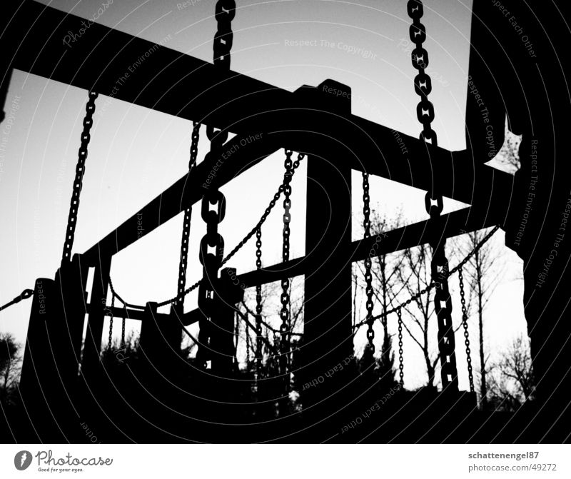 playground Black White Gray Playground Wood Tree Twilight Joy Chain