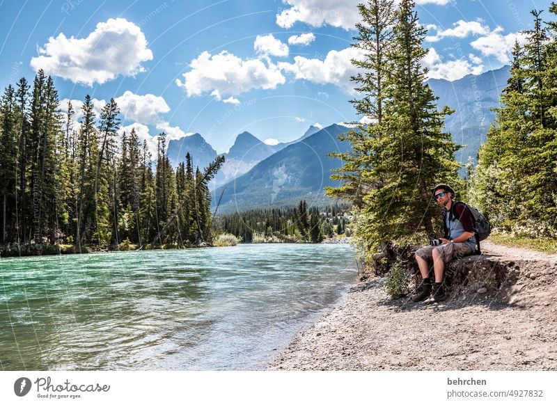 Everything is in flux Water Adventure trees Forest Far-off places River Vacation & Travel Wanderlust Banff National Park Alberta Rocky Mountains North America