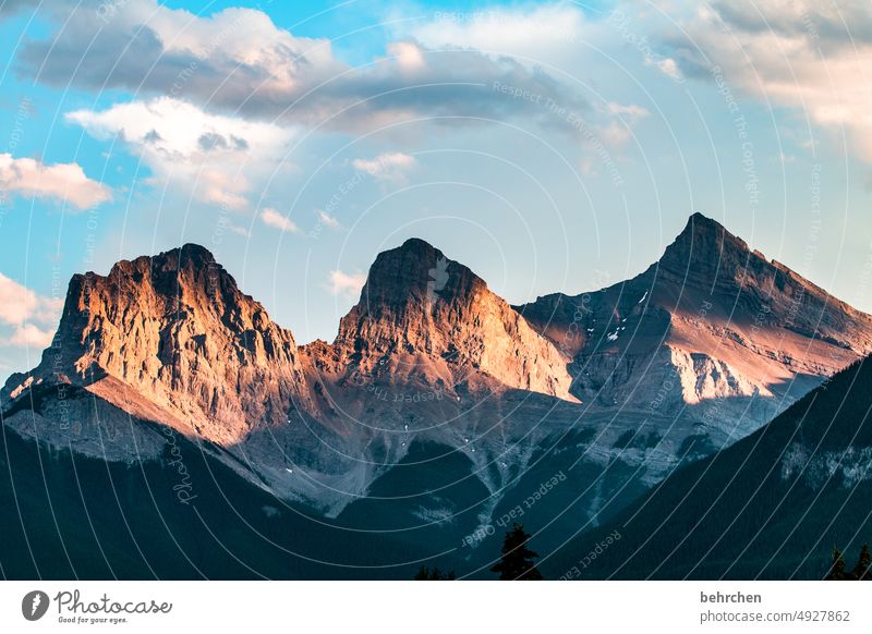 three sisters Sunlight Rock Banff National Park Wanderlust Vacation & Travel Tourism especially Fantastic Alberta Sky Exterior shot Nature Rocky Mountains