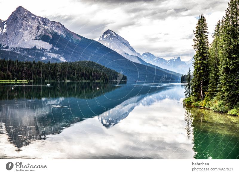 mirrors mountain lake Reflection Far-off places Wanderlust especially Fantastic Deserted Tourism Vacation & Travel Colour photo North America Rocky Mountains