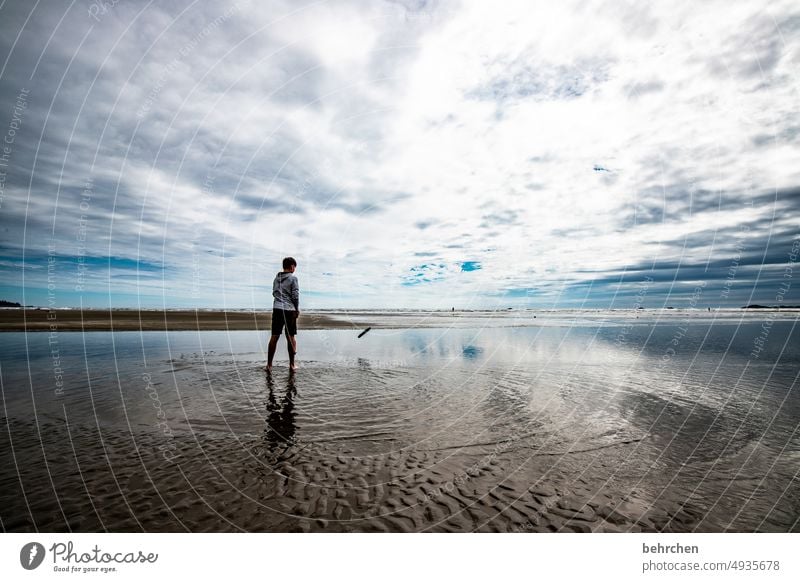 perfection Beach Landscape Waves Clouds Nature Freedom coast wide Wanderlust Sky Contrast Light Tourism Exterior shot Ocean Idyll Longing Vacation & Travel