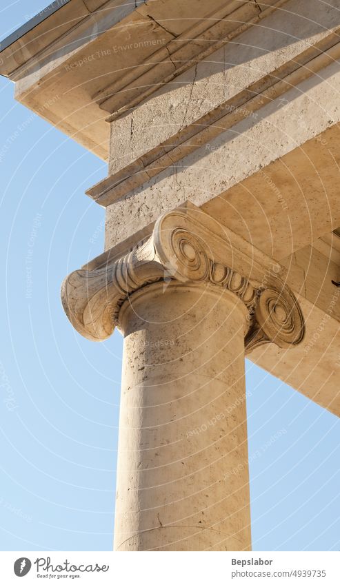 Column with Ionian capital of St. Antonio cathedral, Trieste - Italy St. Anthony statues church architecture sculpture sculptures tympanum religious