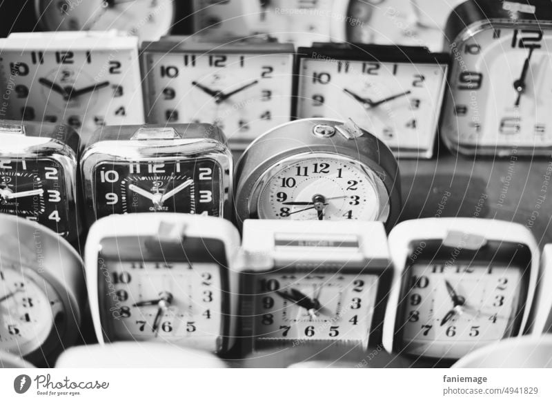 time is no money Alarm clock stuff junk Many variety Lifestyle Time Timetable Planning Cheap Markets ramschladen Watchmaker Clock Alarm signal Wake