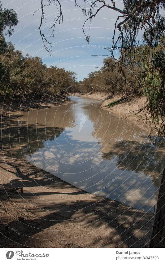 The Darling River, wending through the Australian outback. Outback Muddy Trees riverbank Water Nature trees Landscape Reflection reflection Exterior shot
