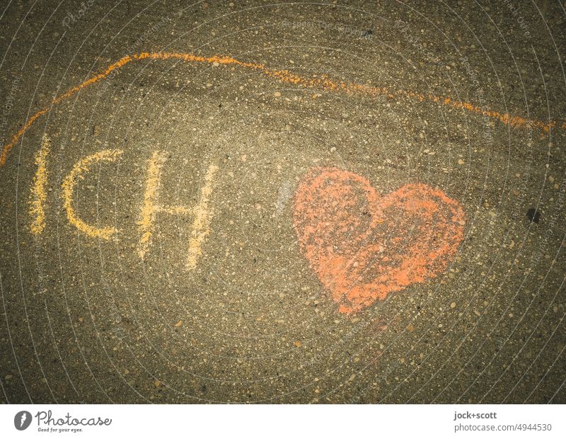 I ❤️ Love Word German Creativity Chalk Handwriting Street art Characters Detail Neutral Background Capital letter me Chalk drawing Line Heart (symbol) Childlike