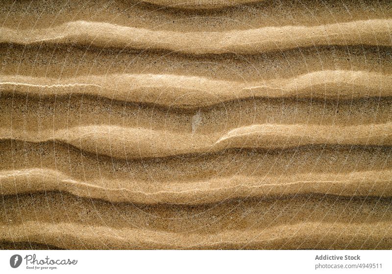 Rippling surface of dry sand ripple texture beach summer uneven rough background shore wave seaside desert climate arid drought brown barren terrain dune curve