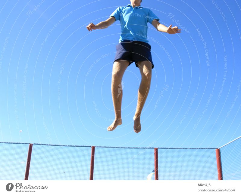 High above... Jump Hop Fence Sky Tall Blue Flying trampoline Legs