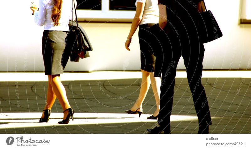 Business women during lunch break Woman Lady Going Footwear Summer Physics Bag Blouse To go for a walk Legs Warmth Walking Shadow