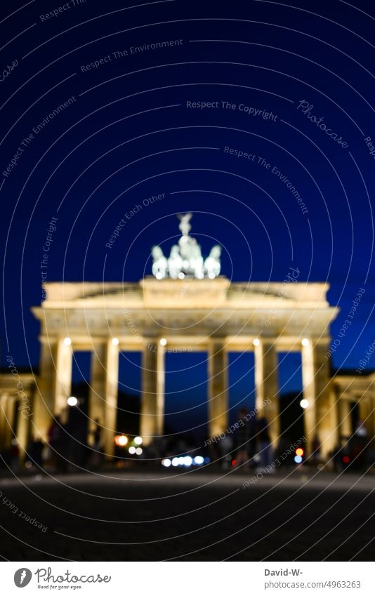Brandenburg Gate in Berlin Capital city Landmark Pariser Platz Germany Tourist Attraction Tourism Sightseeing Night