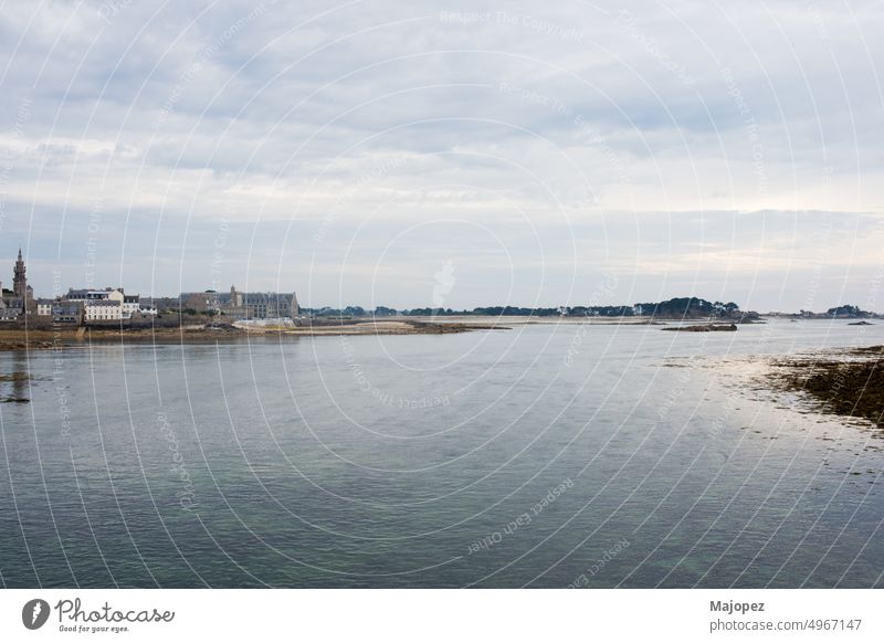 Beautiful view of Roscoff from the bridge. France sea landmark cityscape building coast outdoor landscape architecture river summer atlantic blue brittany