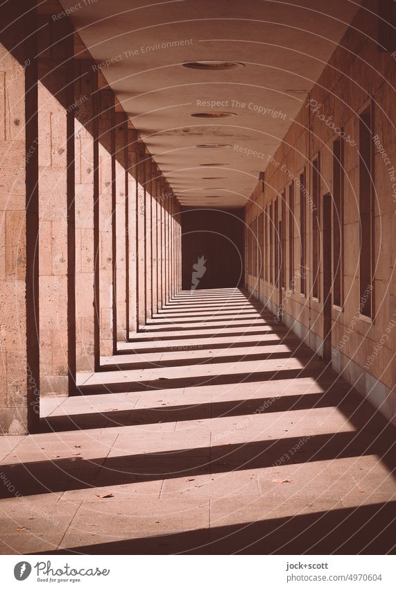 Light and shadow in the passage to another time Architecture Structures and shapes Historic Long Sunlight Symmetry Silhouette Airport Berlin-Tempelhof Abstract