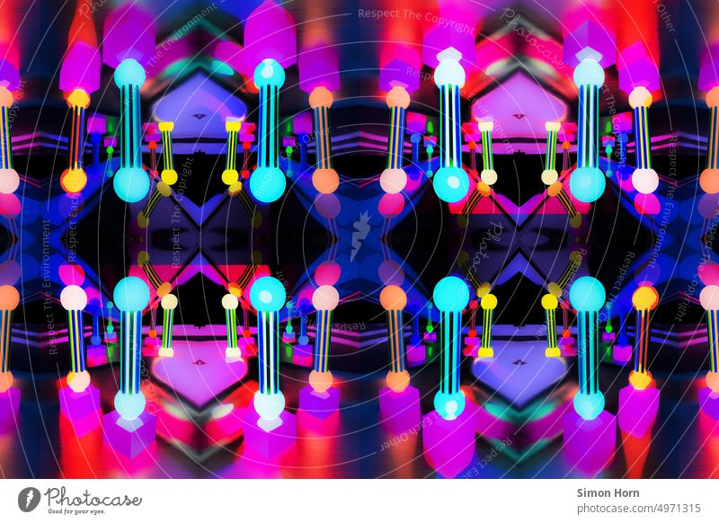 futuristic kaleidoscope Illustration Abstract Quantum Computer Graphic Structures and shapes Superconductivity variegated columns quantum Pattern light sources