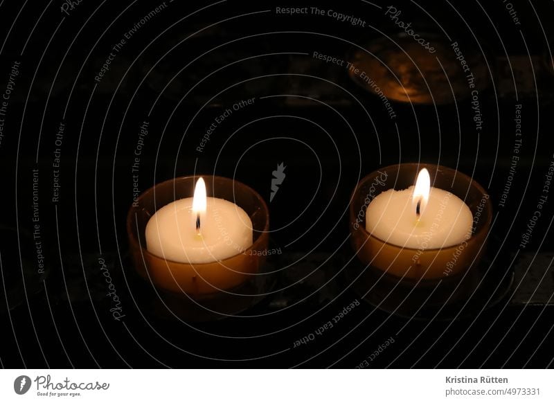 two candles Tea warmer candle Tea lights shoulder stand candlelight Flame Remember souvenir commemoration Goodbye Memory Ignite Illuminate Light Death Grief