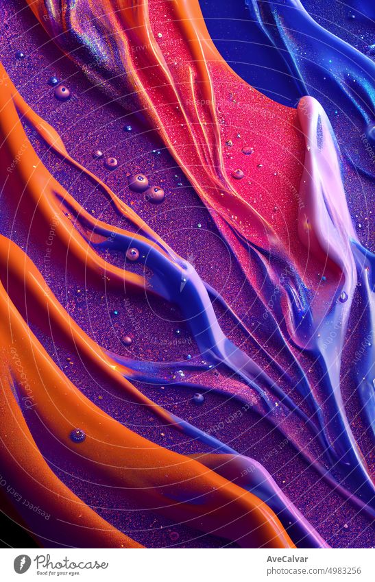 Colorful acrylic paint in movement with shapes textured. Rainbow color,Abstract art background. oil on canvas. Rough brushstrokes of paint. Closeup. Highly-textured, high quality details