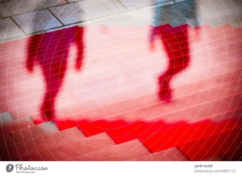 walking up the red carpet together Red carpet defocused Stairs Silhouette Complex Fantasy Surrealism Reaction person Double exposure Abstract Experimental