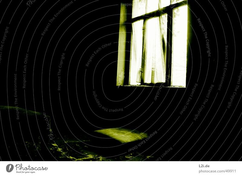 Green Room IV Black White Light Window Dark Creepy Wall (building) House (Residential Structure) Bed Destruction Old Contrast Loneliness