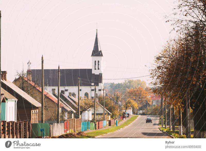 Kosava, Belarus. Church of the Holy Trinity. Historic Landmark And Heritage Brest region Brestskaya oblast Ivatsevichy District Kossovo architecture autumn