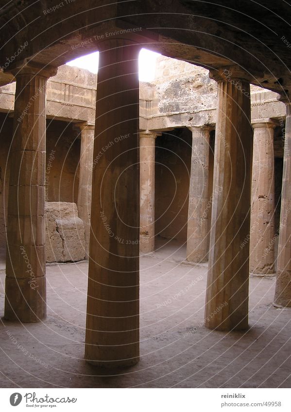 king's tomb Cyprus Europe Grave Light Past Time travel Column Warehouse Stone Sun