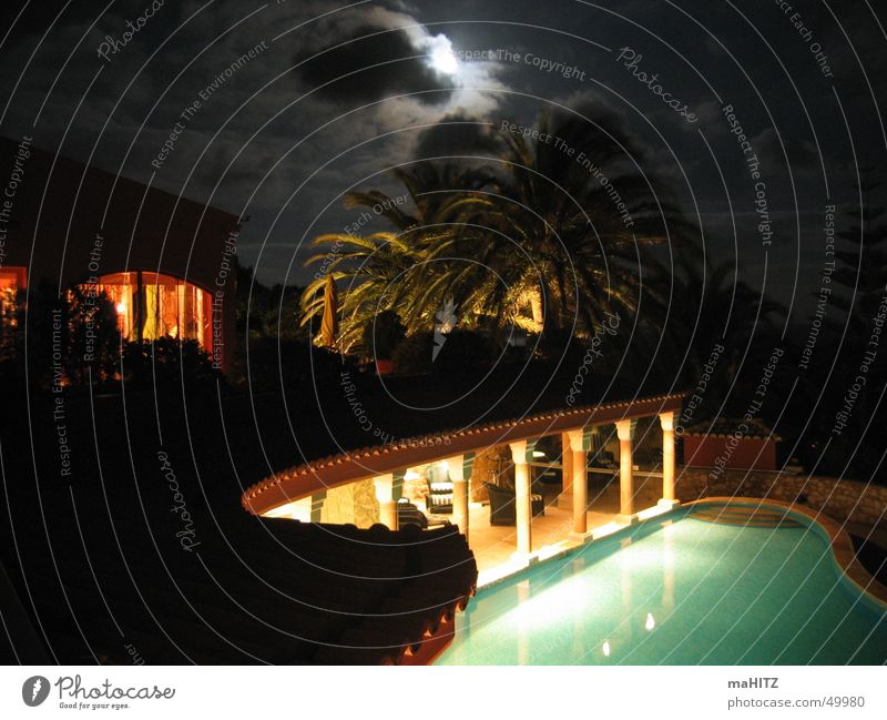 Hotel Vivenda Miranda at night Portugal Lagos Night Moonlight Palm tree Swimming pool algave