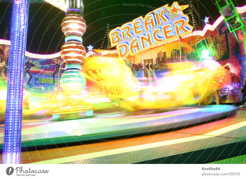 Break Dancer in Action Fairs & Carnivals Long exposure Speed Flashy Light Neon light Breakdance Joy Dig