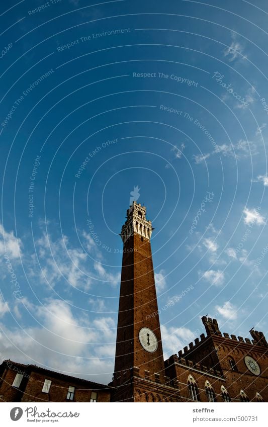 1234, eat! Sky Beautiful weather Siena Tuscany Italy Small Town Old town Tower Wall (barrier) Wall (building) Tourist Attraction Landmark Tall Torre del Mangia