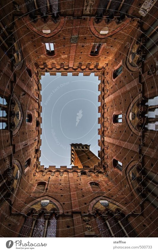 [ ] Cloudless sky Summer Siena Tuscany Italy Tower Tourist Attraction Landmark Torre del Mangia Esthetic Tourism Vacation & Travel Colour photo