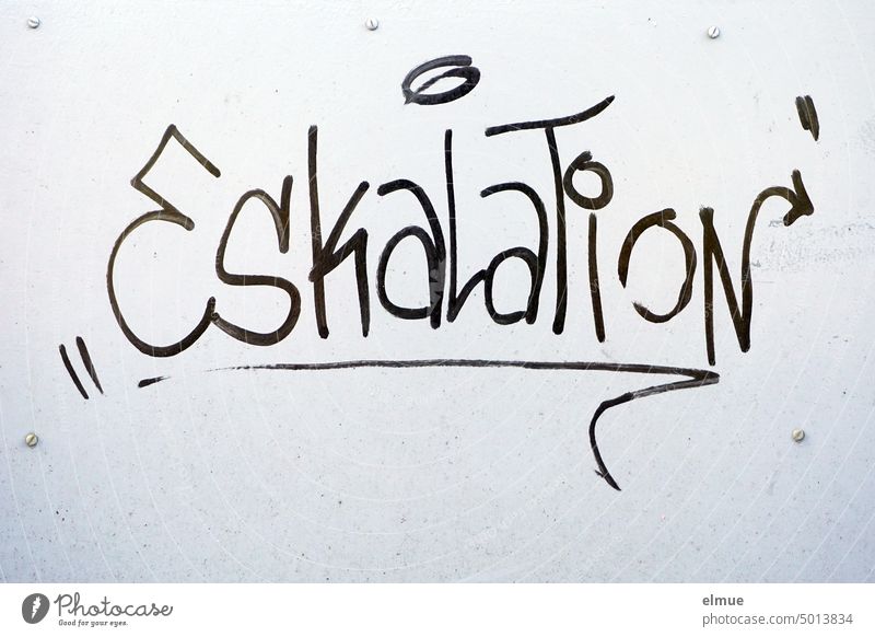 "Escalation" is written in ornate black lettering on a blackboard enhancement Graffiti Tightening Daub Handwriting Argument Conflict Management Expansion