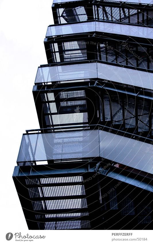 rail Staircase (Hallway) Steel processing Handrail Stairs Tall Above Blue-white Industrial Photography Architecture