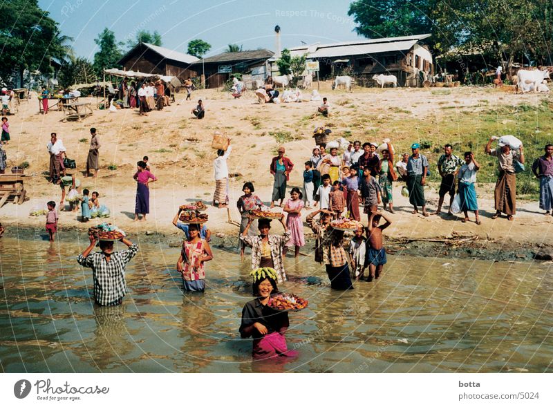 At the river Myanmar Human being River Contrast Colour