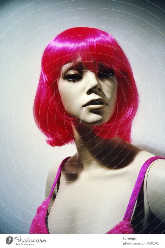 Miss Rigor Mannequin Wig Pink Hair colour Mock-up shocking colours Lomography