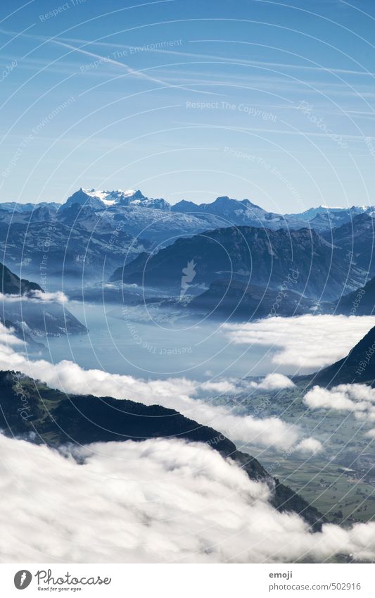 befuddled Environment Nature Landscape Clouds Summer Beautiful weather Alps Mountain Natural Blue Switzerland Colour photo Exterior shot Deserted Copy Space top