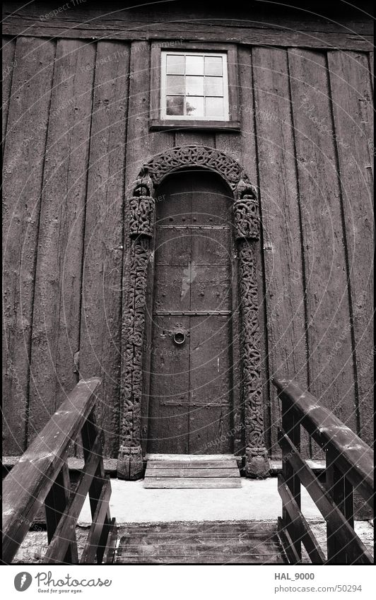 stavkirke portal Manmade structures Wood Norway Scandinavia Historic Vikings Religion and faith Christianity Summer Worm's-eye view Deep Portal Window