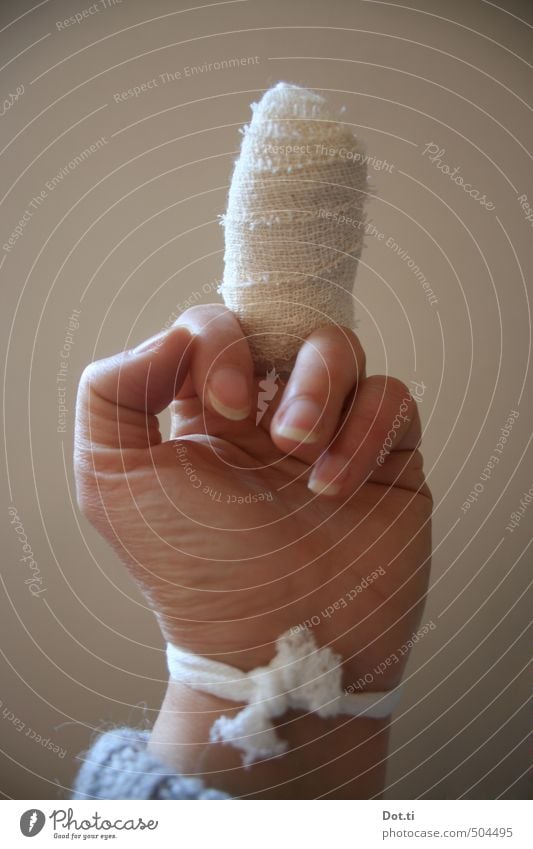 yuck fou Healthy Medical treatment Illness Hand Fingers Aggression Anger Animosity Protest Argument Give the finger Bandage Wound Middle finger Affront Indicate