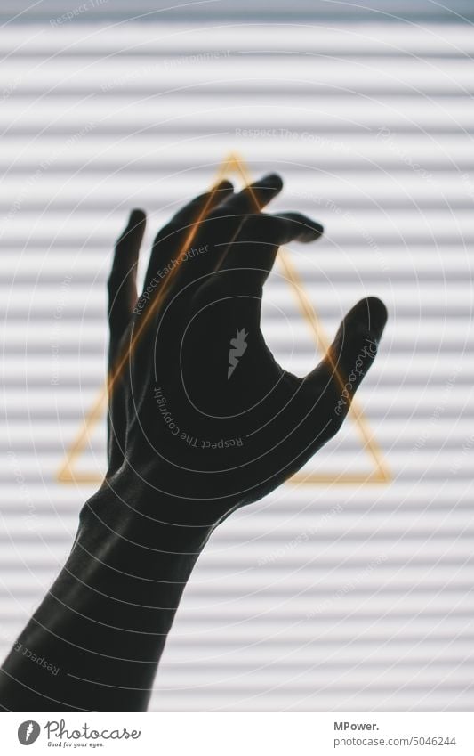 touch Hand Fingers Indicate Triangle lines Light Forefinger Colour photo Human being Shadow Skin Prothesis Thumb Close-up Man Joint Communicate Gesture