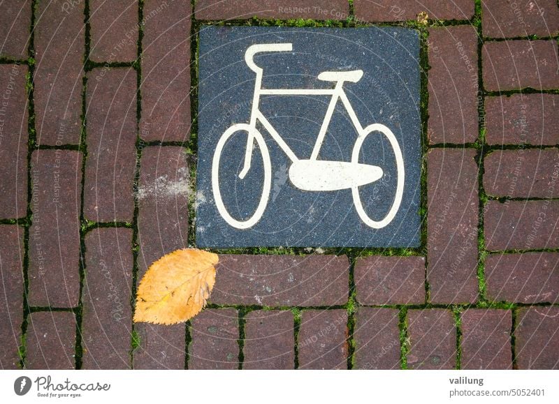 Bicycle lane sign in Amsterdam, the Netherlands Holland asphalt background bicycle bicycle lane bicycle lane sign bicycle lane symbol bike bike lane