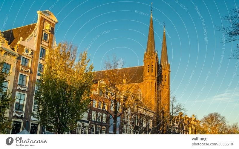 Church in Amsterdam, the Netherlands Dutch Europe Holland architectural architecture building church city cityscape exterior facade heritage historic historical