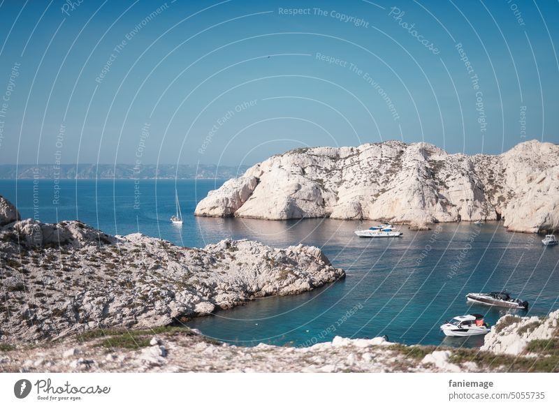 Îles du Frioul II Island Bay Iles du Frioul Marseille Mediterranean sea Sun Summer Sailing ship Sailboat water Ocean ardor Warmth Landscape Rock Exterior shot