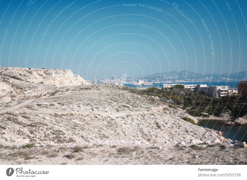 Many roads lead to Marseille Island Iles du Frioul Rock Mediterranean sea Southern France Landscape White Turquoise Bay Notre Dame de la Garde La bonne mère