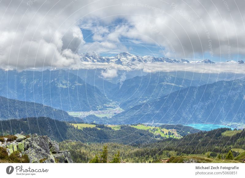 View to the famous mountains Eiger, Mönch and Jungfrau in the swiss alps switzerland nature landscape sky eiger jungfrau travel blue hiking mönch outdoor