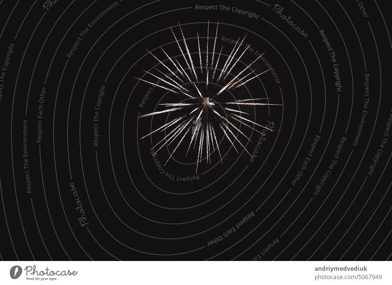 Festive multicolored salute on the background the dark night sky. Salute from the pyrotechnics. beautiful bright celebrate celebration event explosion festive