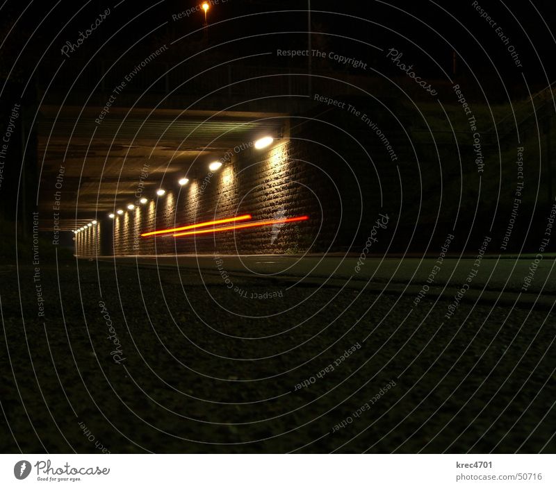 night ride Night Tunnel Light Dark Car headlights Red Street Underpass spotlight Bright