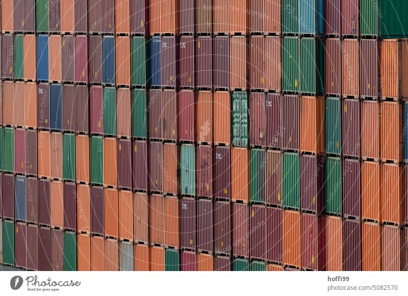 Very many stacked containers in the port Container Container terminal container wall Harbour Economy Logistics Trade Navigation Container cargo Port City