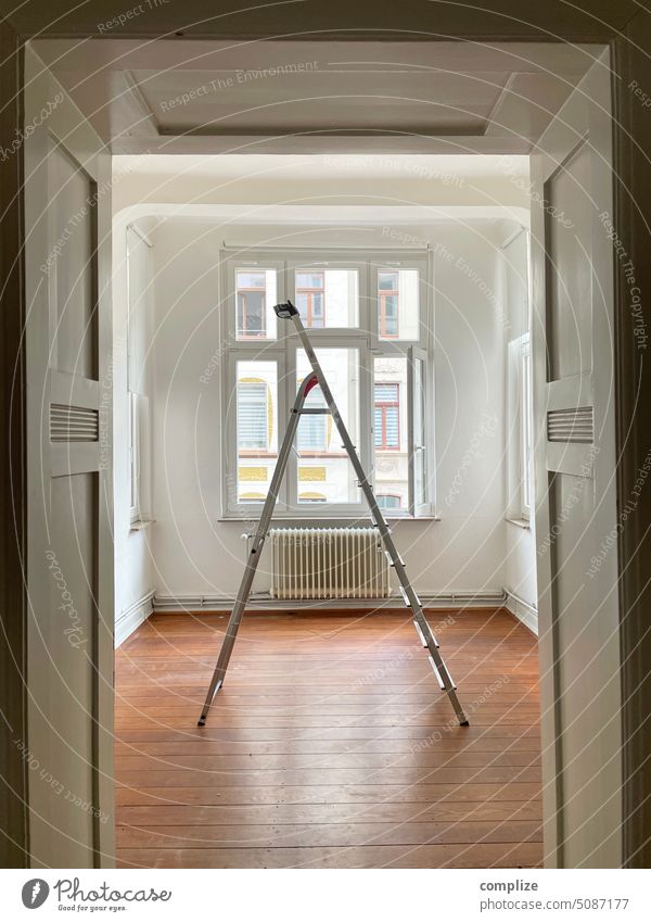 Apartment, move & move out | Old building room with ladder Flat (apartment) Rent rented apartment Moving (to change residence) dwell move-out party Ladder
