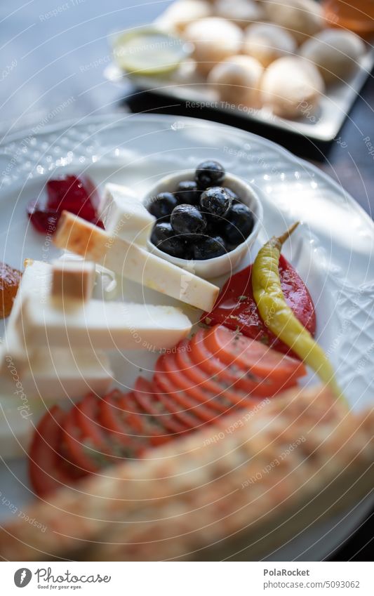 #A0# Small Spanish snack for siesta Snack Eating Mediterranean Spain Spanish cuisine Siesta Olive Cheese tomatoes Potatoes mojo Plate Restaurant